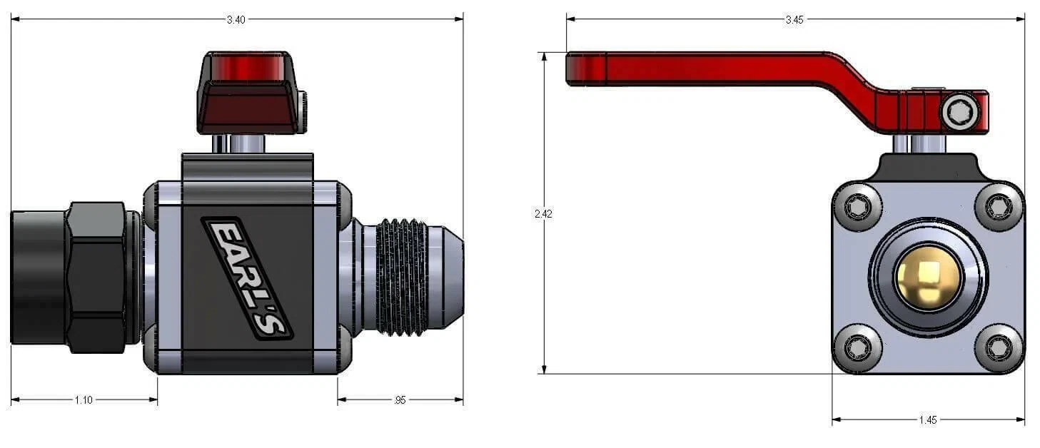 Earls UltraPro Ball Valve -10 AN Male to Female - 230710ERL